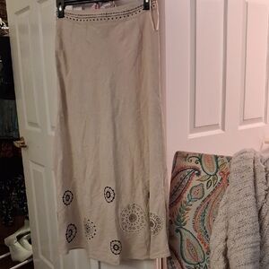 Carole Little Beige Maxi Skirt with Embroidery